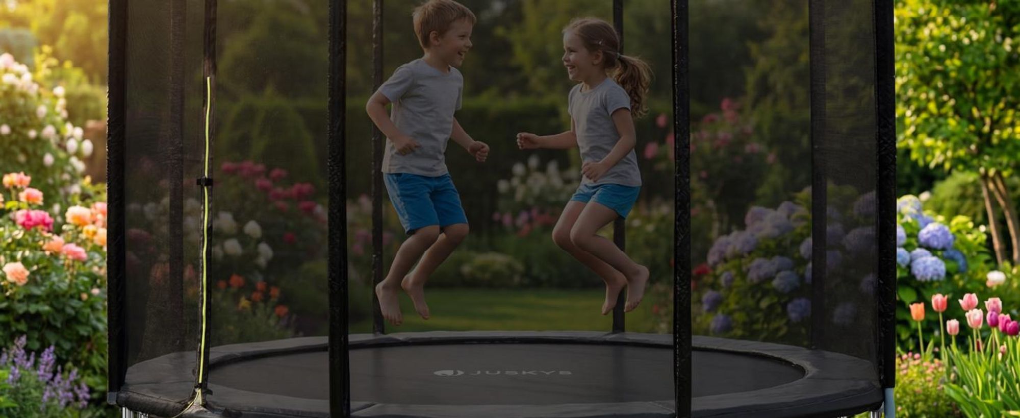 Juskys Trampolin JumpMaster L Ø 305 cm mit Sicherheitsnetz & Leiter