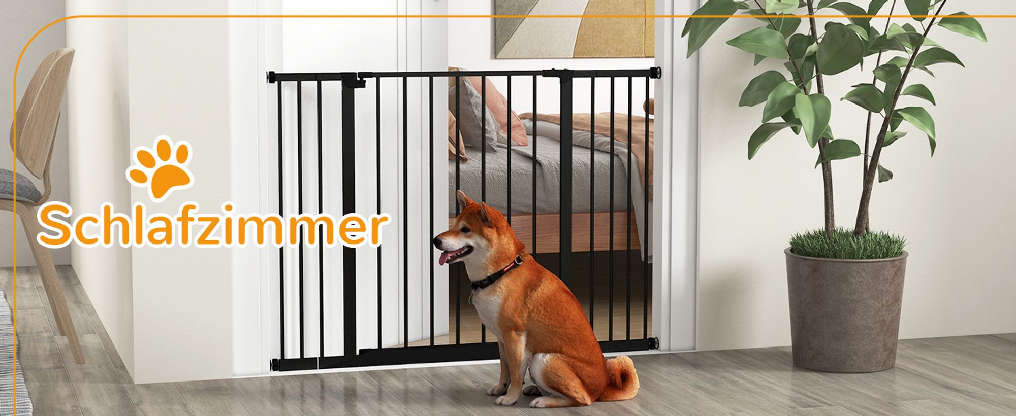 PawHut Hunde Absperrgitter ohne bohren Schutzgitter Treppenschutzgitter Stahl