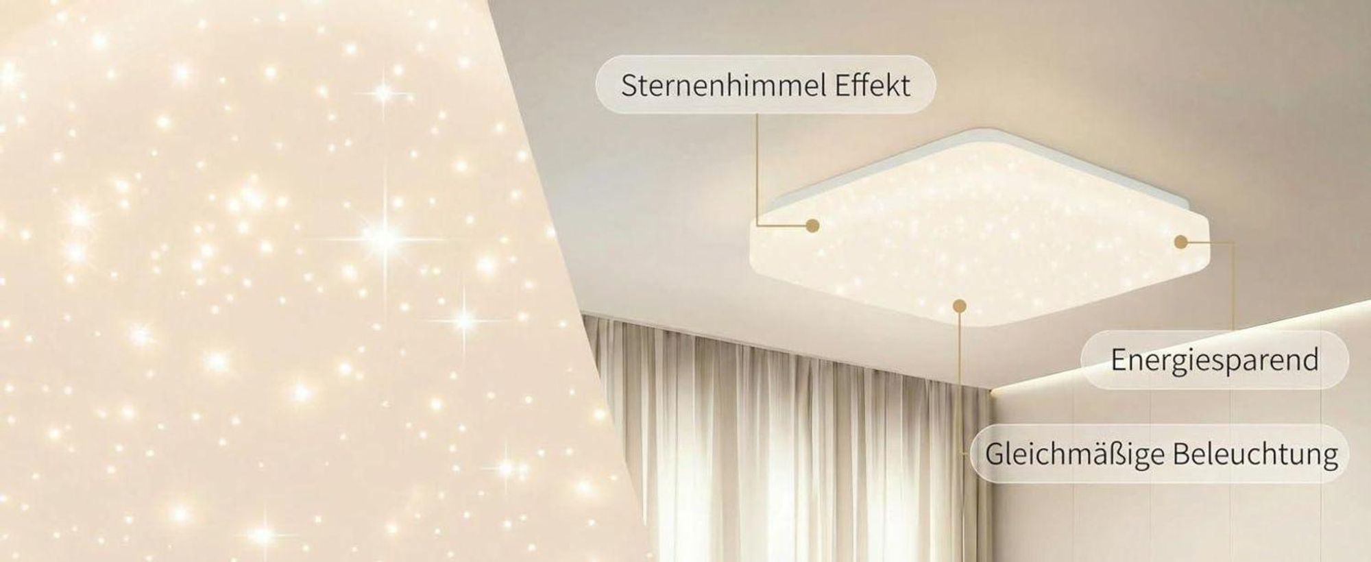 ZMH Led Deckenleuchte 3er Sternenhimmel Deckenlampe Modern Klein Eckig 15W 3000K 21cm Warmweiß für Schlafzimmer Treppenhaus Küche Wohnzimmer Büro Flur