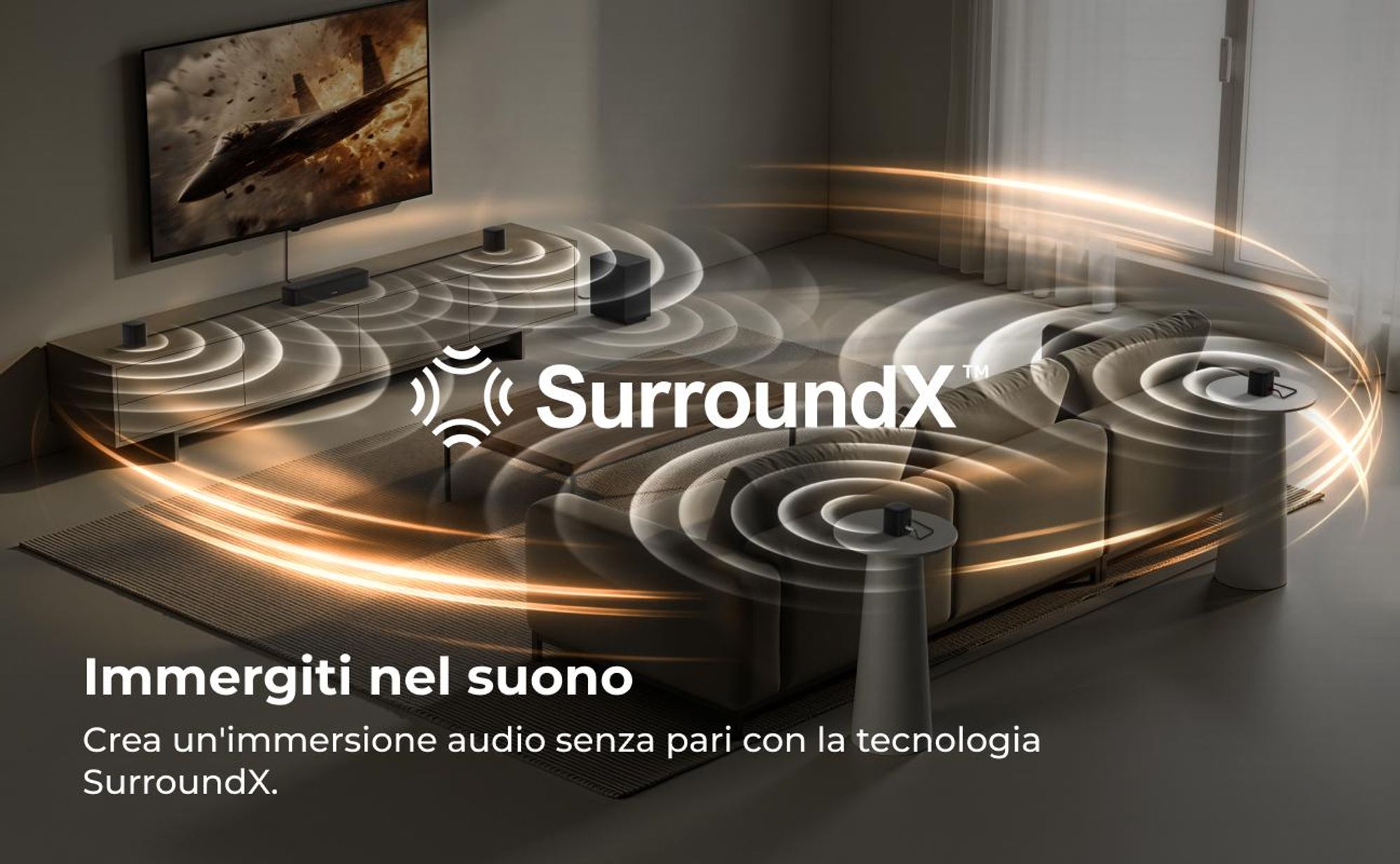 Soundbar ULTIMEA a 7.1 canali con subwoofer per TV, sistema audio surround per home cinema, 4 diffusori surround, HDMI ARC, controllo tramite app, Aura S4T