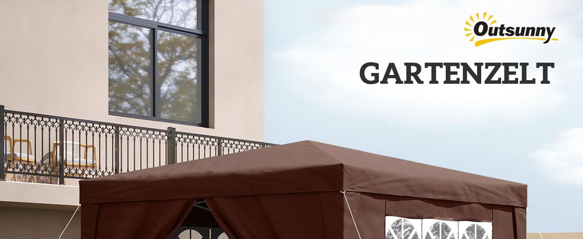 Outsunny Pavillon ca.3x3m, wasserabweisend Stabil Winterfest Pop-up Faltpavillon