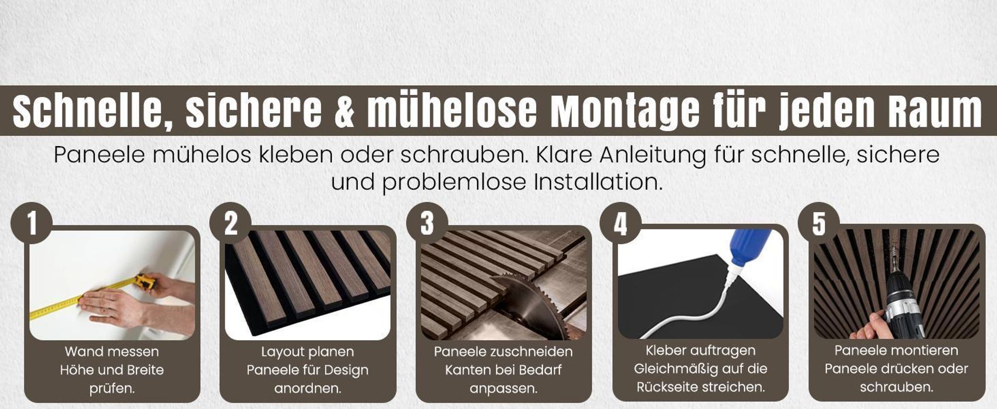 LP Projekt Holzwandpaneel 120x60cm | Modernes 3D Akustikpaneel für Räume und Büros | Dekorativ Eiche Schwarz Wandpaneel geeignet für dekorative Wand