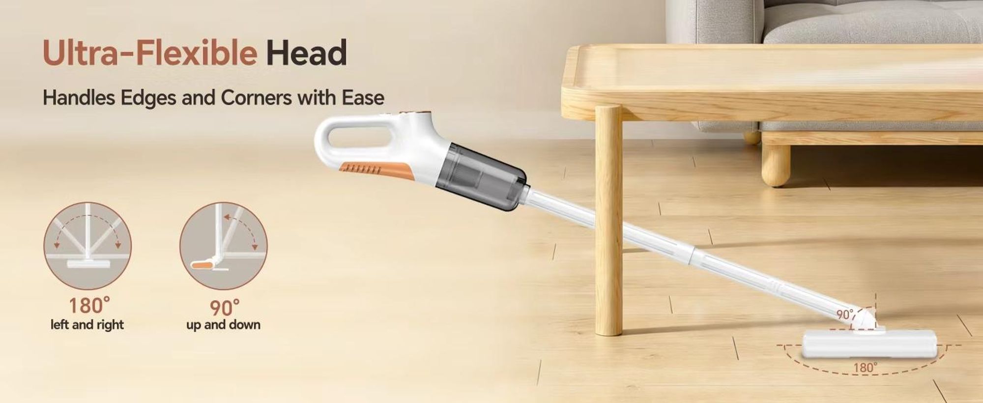 2-in-1 Tragbar Handstaubsauger, 15000Pa Kabelloser Staubsauger, Stabstaubsauger mit LED-Anzeige, HEPA-Filter, Staubsauger für Zuhause & Hartholzboden
