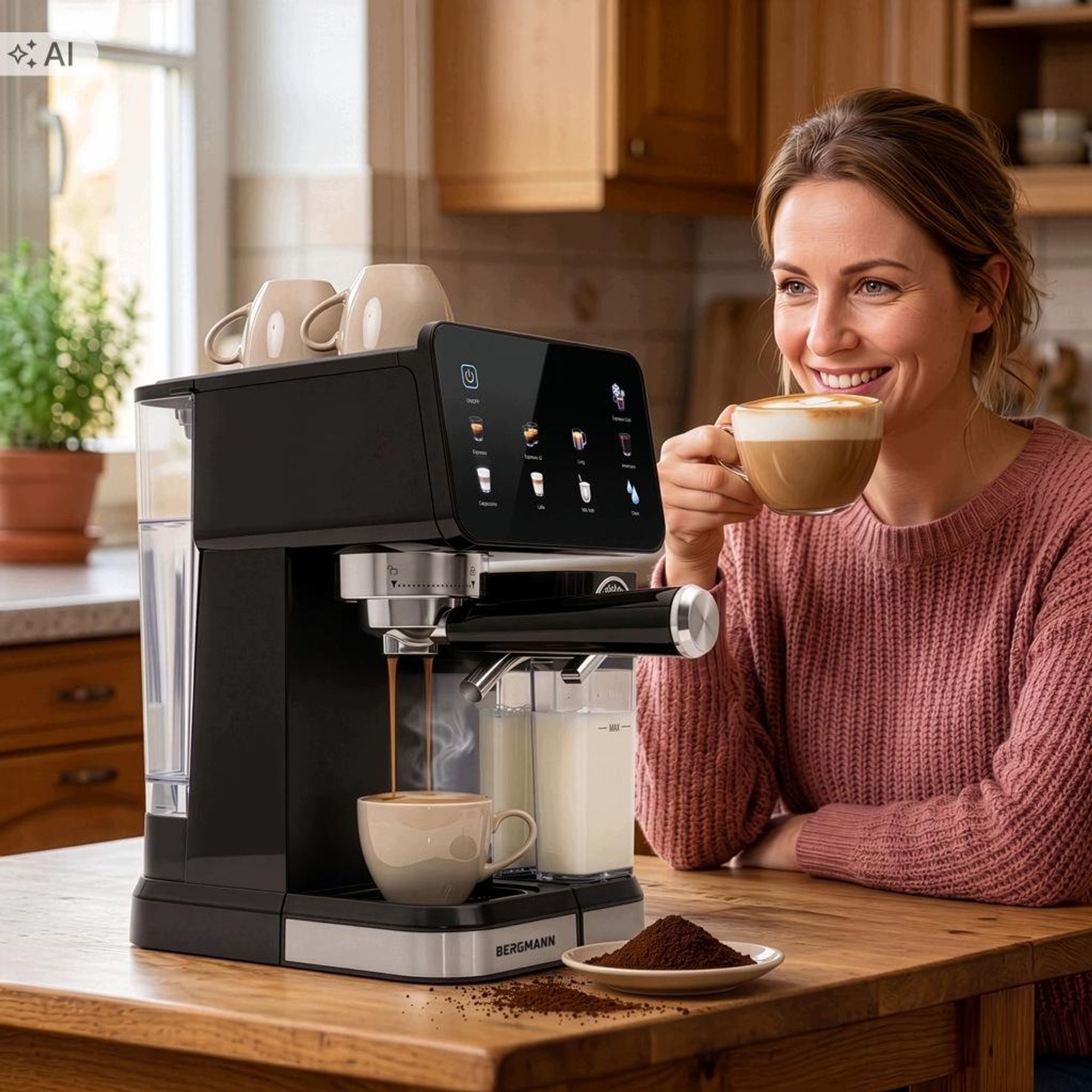 Siebträgermaschine 20 Bar 1350W 1,5L Milchsystem Cold Coffee | BERGMANN AB002