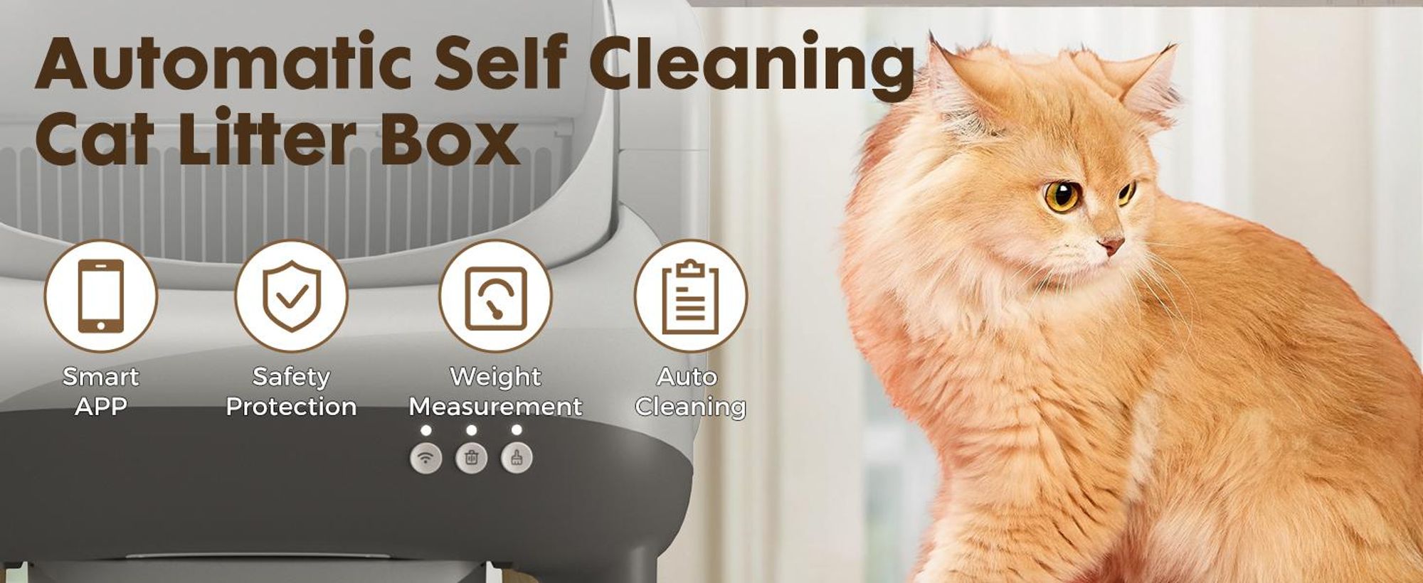 Ellenpent Selbstreinigendes Katzenklo Offen Fr Groe Katzen  Automatische  Elektrische Katzentoilette Mit App-Steuerung & Geruchskontrolle