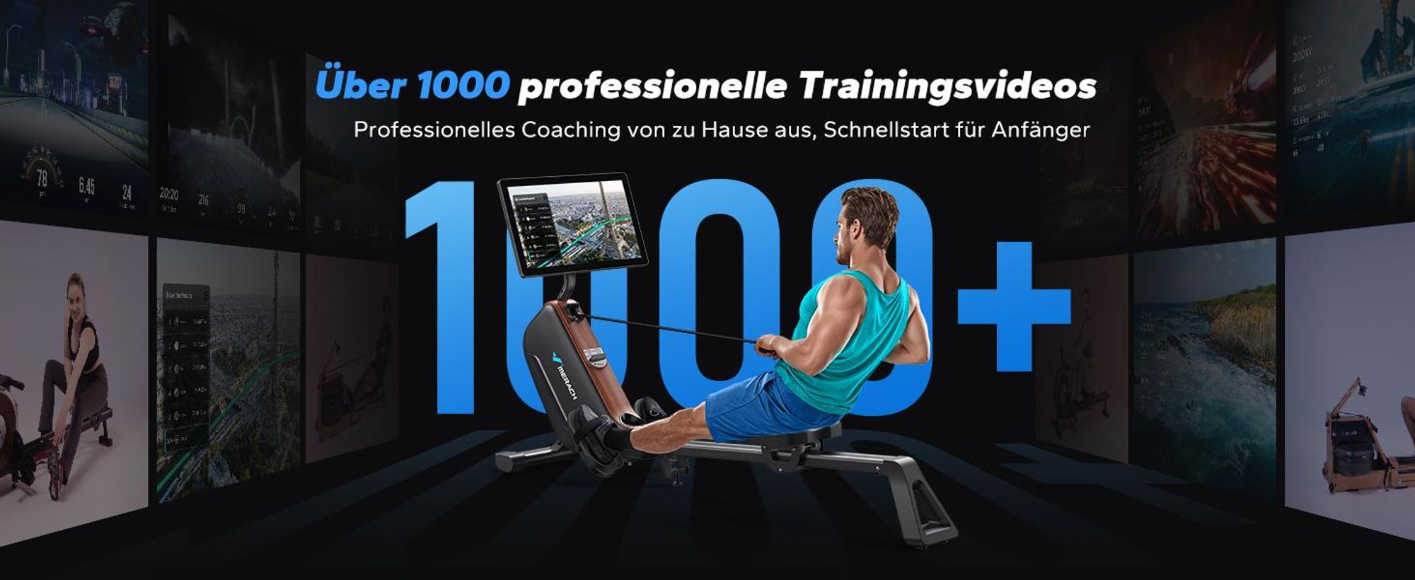 Rudergerät für Zuhause, leises Fitnessgerät mit 16 Widerstandsstufen, HD-Display, automatischer Magnetwiderstand, einfache Montage, bis 158 kg