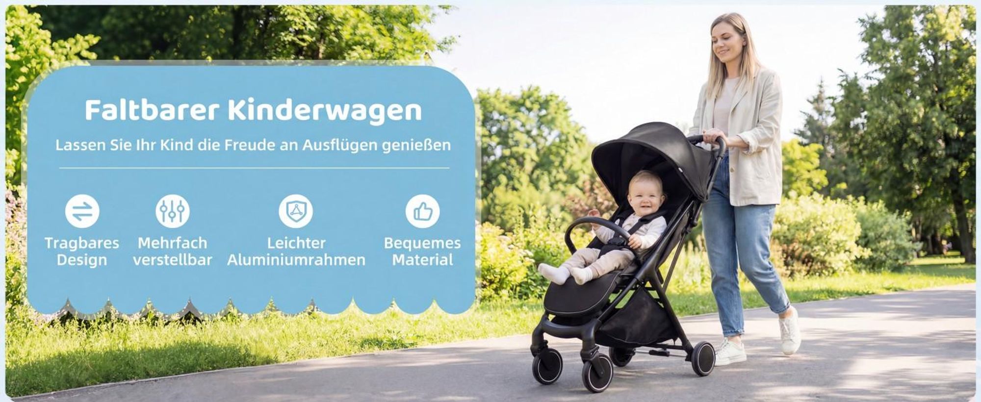 COSTWAY Kinderwagen, Reisebuggy mit Liegefunktion, Kinderbuggy mit Rückenlehne, Verdeck & Fußstütze, Babywagen mit Sicherheitsgurt bis 15 kg, Rosa
