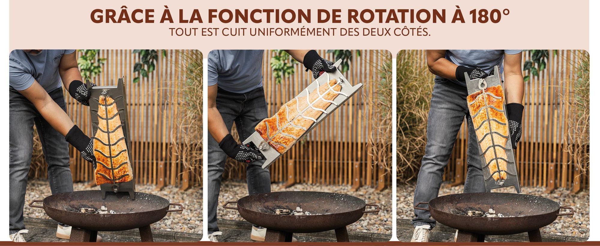 Saumon flambé sur une plaque de cuisson