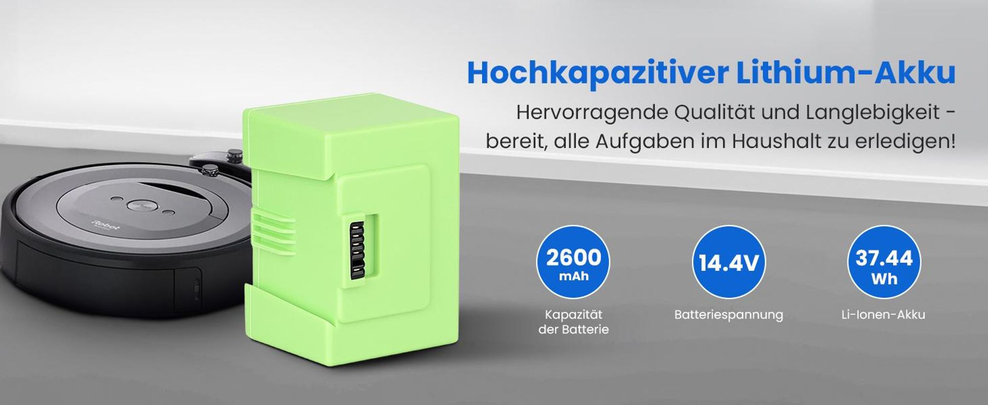 Extralink Akku für Roomba E5 E6 i7 14,4V 2600mAh Ersatzakku
