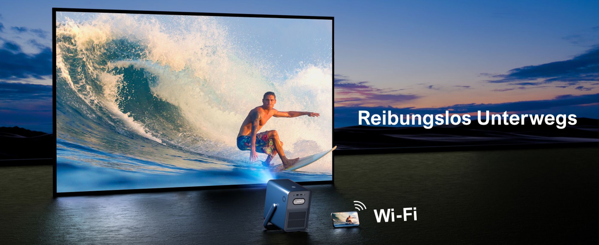 ULTIMEA Beamer Android TV 11.0 mit NETFLIX, 4K Heimkino Beamer Unterstützung 1000 ANSI-Lumen, Dolby Audio, Tragegriffdesign, Poseidon E40 Smart Serie