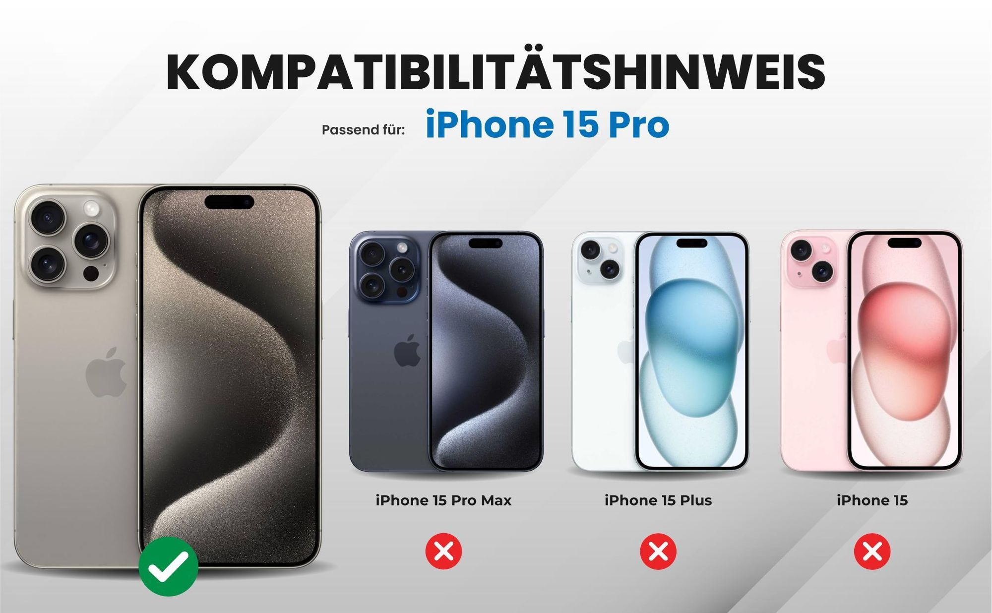 Kompatibilitätshinweise Hülle für Apple iPhone 15 Pro