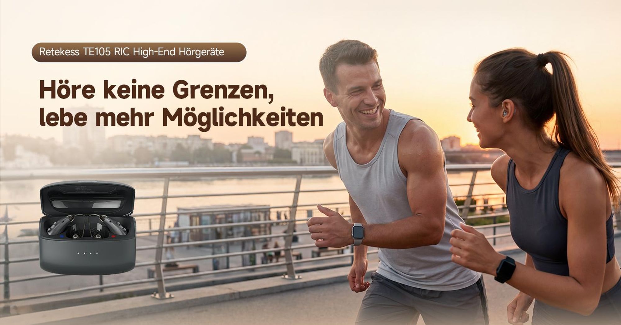 Retekess TE105 RIC Hörgerät mit Bluetooth und App-Unterstützung, IP68 wasserdicht, 84H, 5 Modi,für mittelgradigen bis hochgradigen Hörverlust Senioren