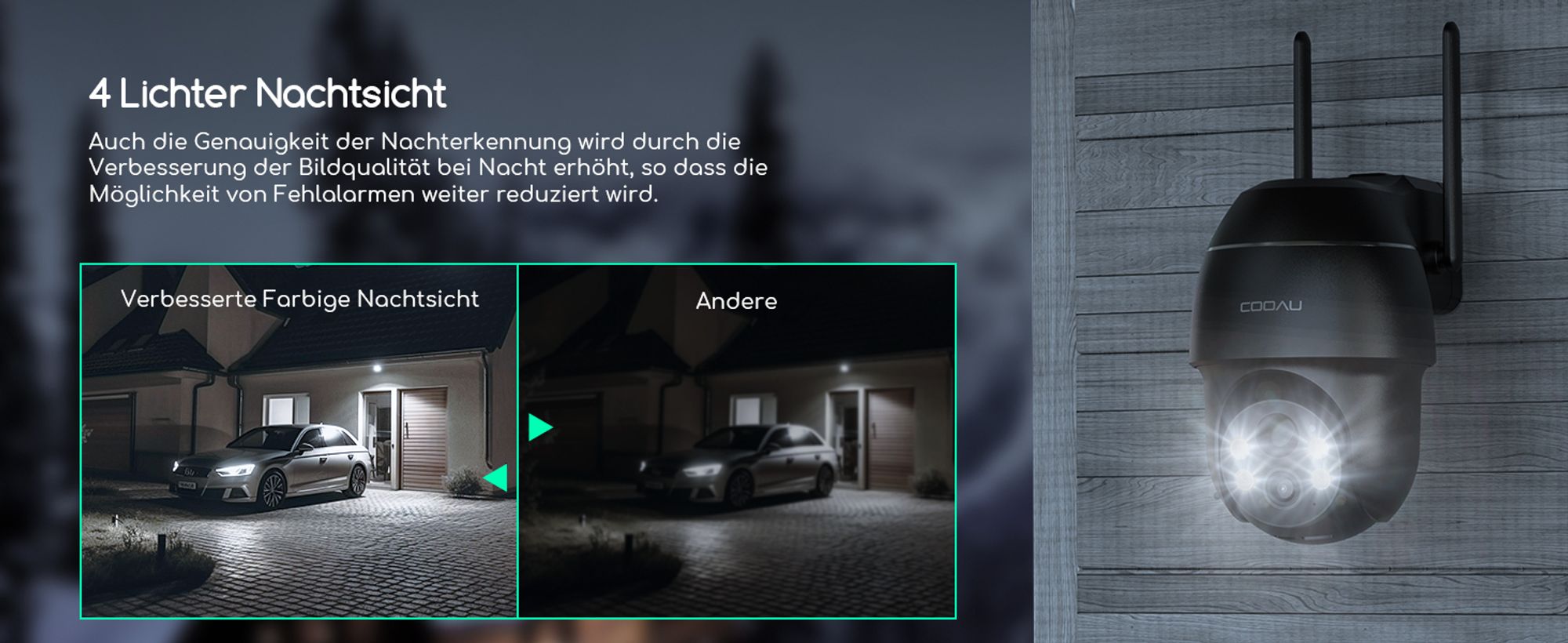 COOAU 5MP Überwachungskamera Außen Akku mit 64GB SD-Karte, 355°|120° PTZ WLAN IP Kamera Outdoor, Farbnachtsicht, 4DBi, PIR-Sensor, Personen Erkennung, 2-Wege-Audio, Arbeit mit Alexa, IP66