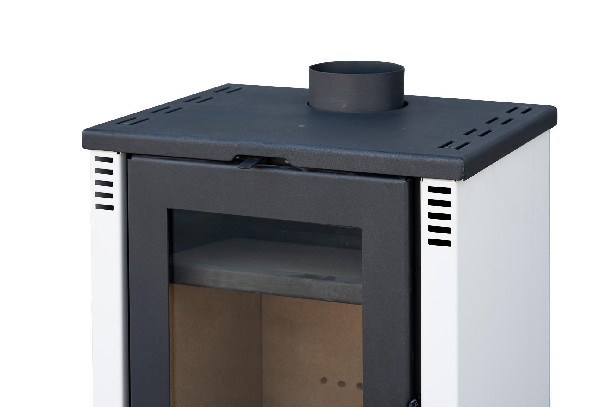 Kaminofen ALAZ K10M Elfenbeinfarbe 10 kW, Kamin Heizofen Dauerbrandofen Holzofen, Кaminholz Hüttenofen, Кaminfeuer, Briketts kamin, Fireplace wood
