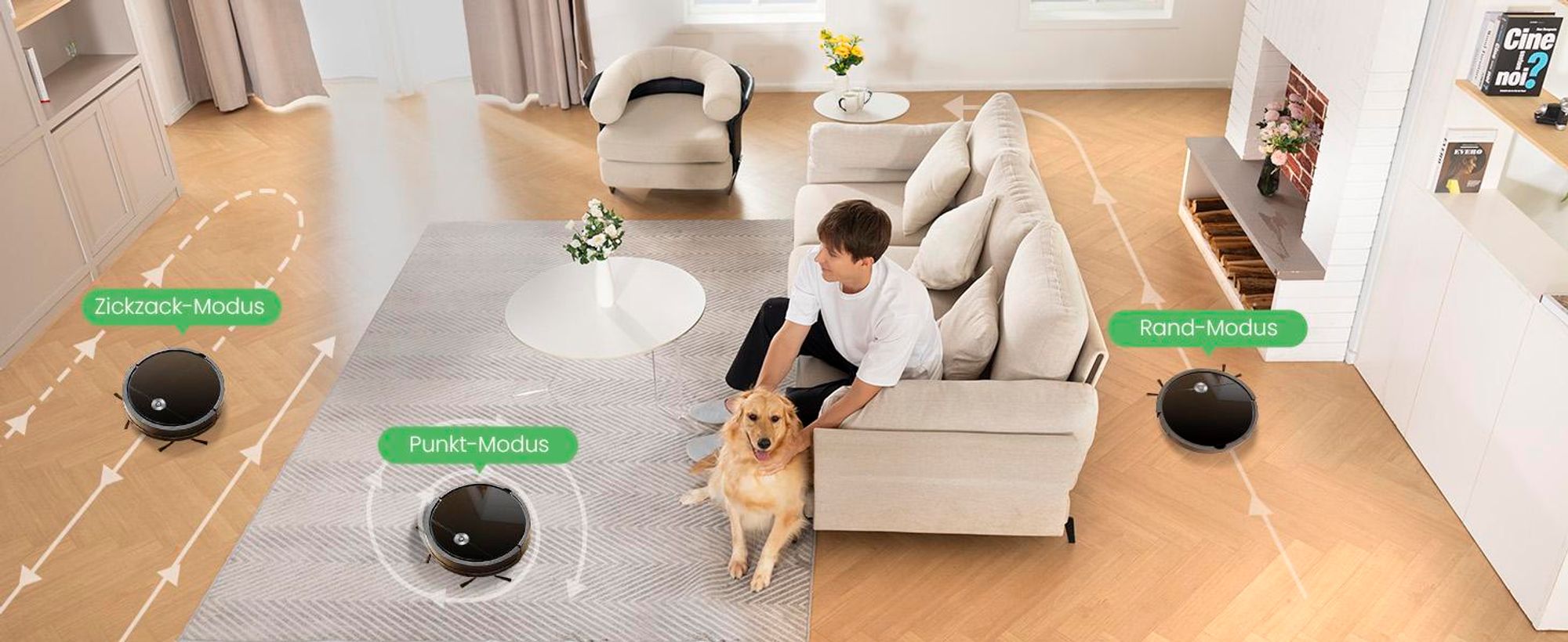 Vactidy W6 Roboterstaubsauger, Starke Saugkraft, 120 Min. Laufzeit, Schlank, Geräuscharm, Automatische Selbstaufladung, WLAN-/App-/Alexa-Steuerung