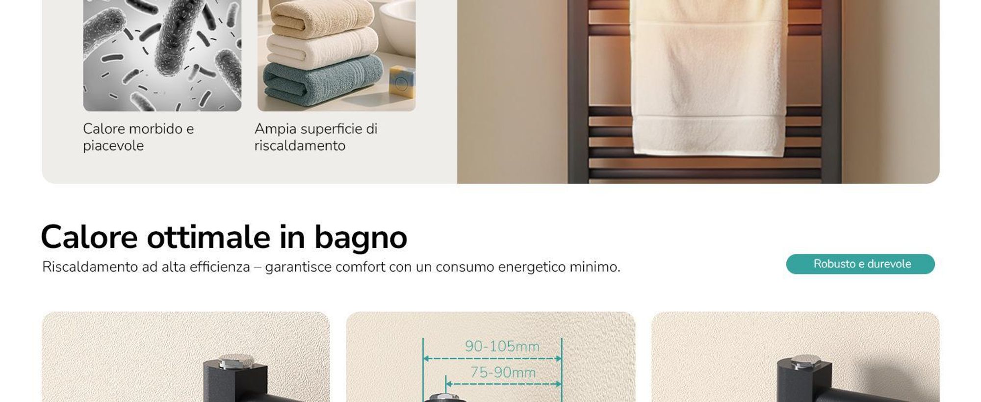 EMKE Radiatore da bagno Asciugamano Scaldasalviette 50x120 cm 513 Watt Antracite Radiatore da bagno Attacco medio senza elemento riscaldante