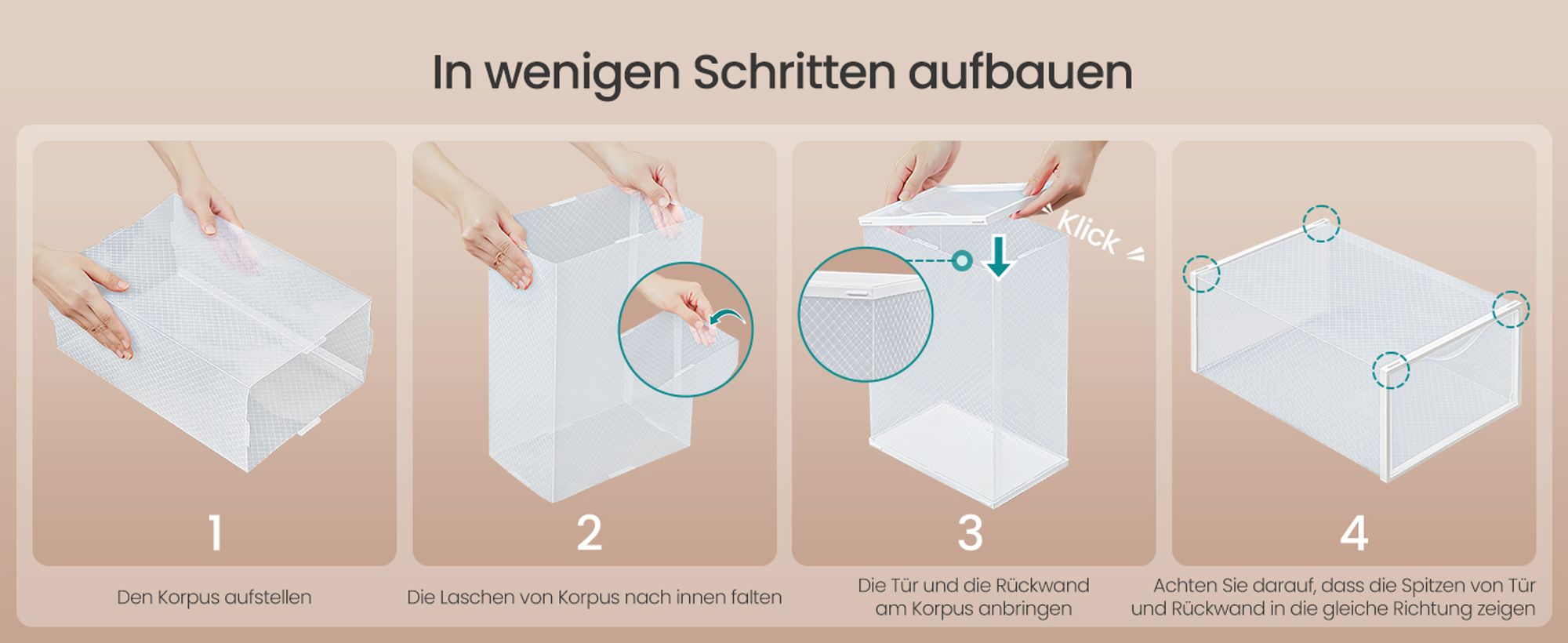 Schuhboxen, 18er Set, durchsichtig, aus Kunststoff, mit Tür, stapelbar, 33,2 x 23 x 14,5 cm, transparent-wolkenweiß