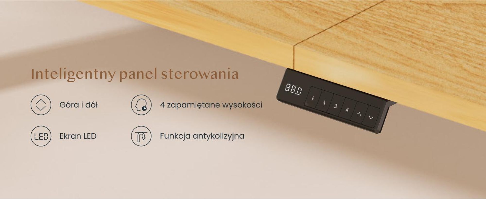 FLEXISPOT QB2 Biurko z regulacją wysokości Elektryczne 200 x 80 cm, 2 MOCNE SILNIKI, nośność 120 kg, ochrona przed kolizją, 4 funkcje pamięci (klon)