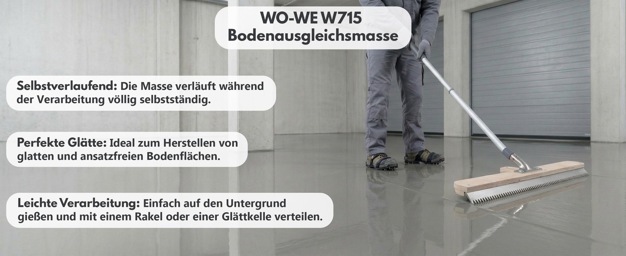 Bodenausgleichsmasse Ausgleichsmasse W715 Nivelliermasse Bodenbeläge - Lichtgrau - 25KG
