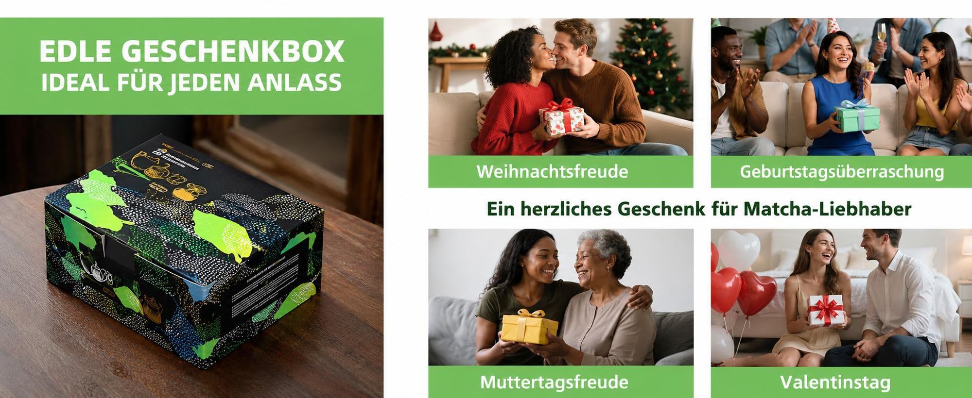 Matcha Set, 7-tlg. Komplettset, Matcha Schale mit Ausgießer, Bambus Besen, Zubehör für Matcha Zeremonie, Naturmaterialien, Geschenkidee