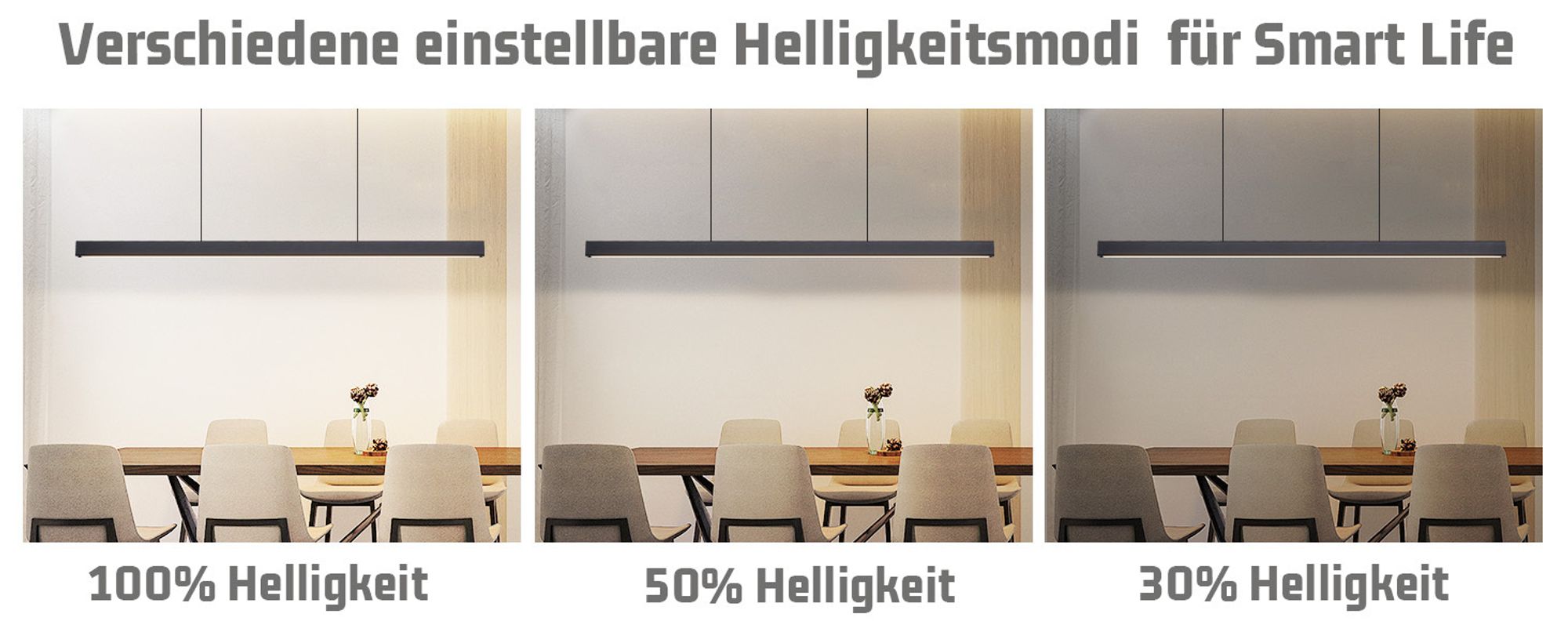 ZMH LED Pendelleuchte Esszimmer Hängelampe Dimmbar Esstisch Hängeleuchte Schwarz Fernbedienung 50W Pendellampe 148.5CM für Küche Schlafzimmer