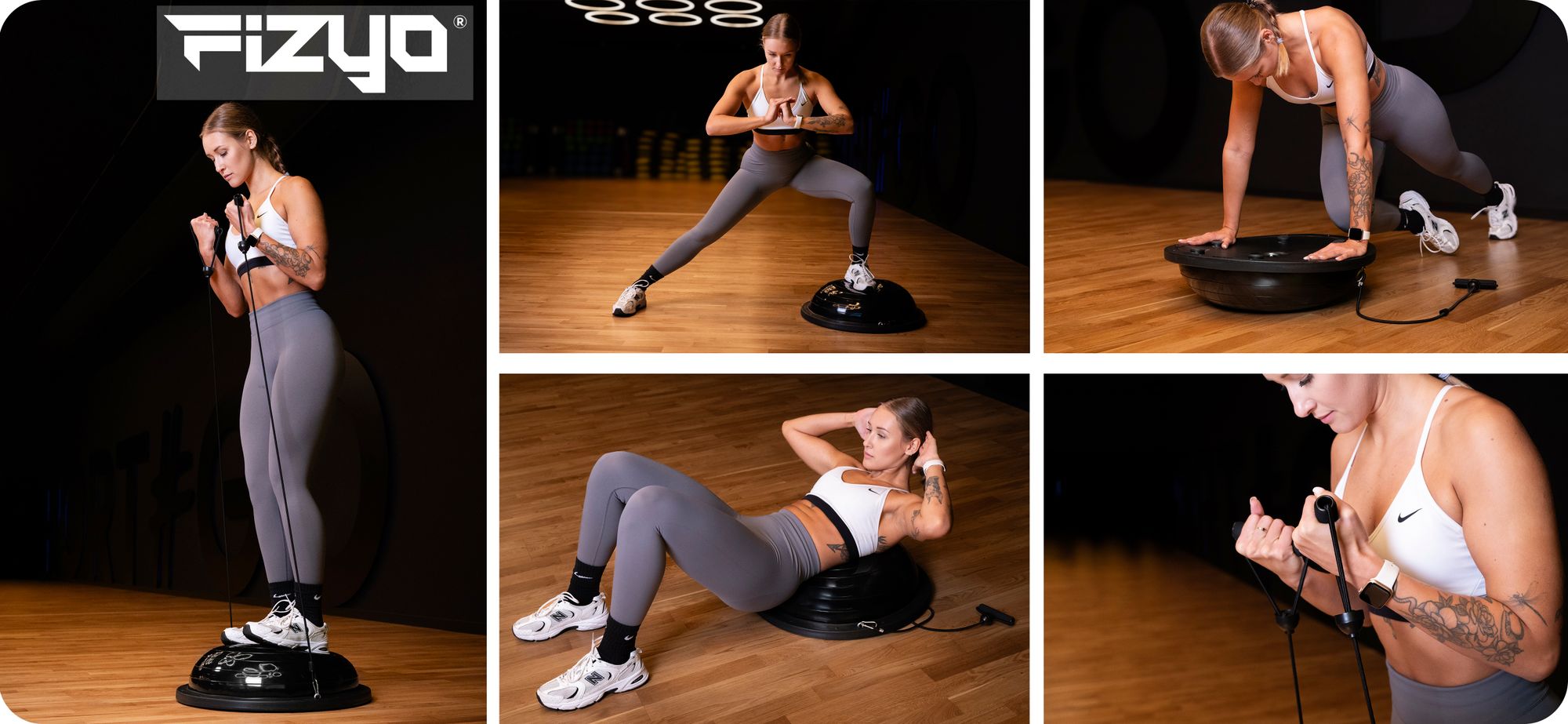 Person trainiert auf dem FIZYO Balance-Halbball BOSU