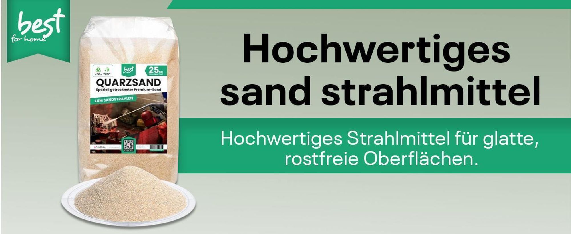 Sand Strahlmittel | Quartz sand für sandstrahlen | quarzsand 25kg (0,1-0,4)sandstrahlgranulat | Effektives Mehrwegstrahlmittel, ideal für Sandstrahlen