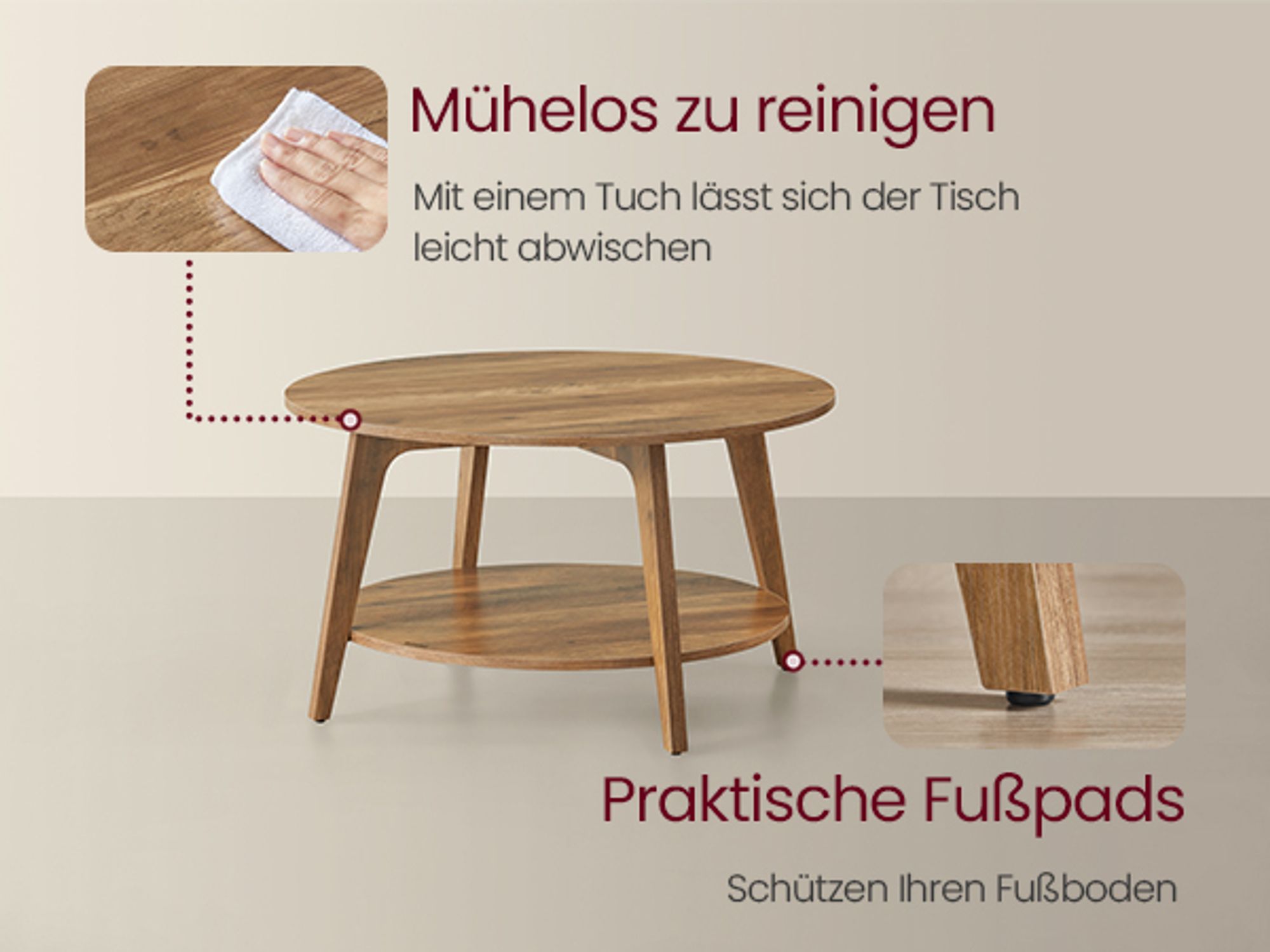 VASAGLE Couchtisch, Wohnzimmertisch, 80 x 45 cm, einfach zu montieren, schneeweiß