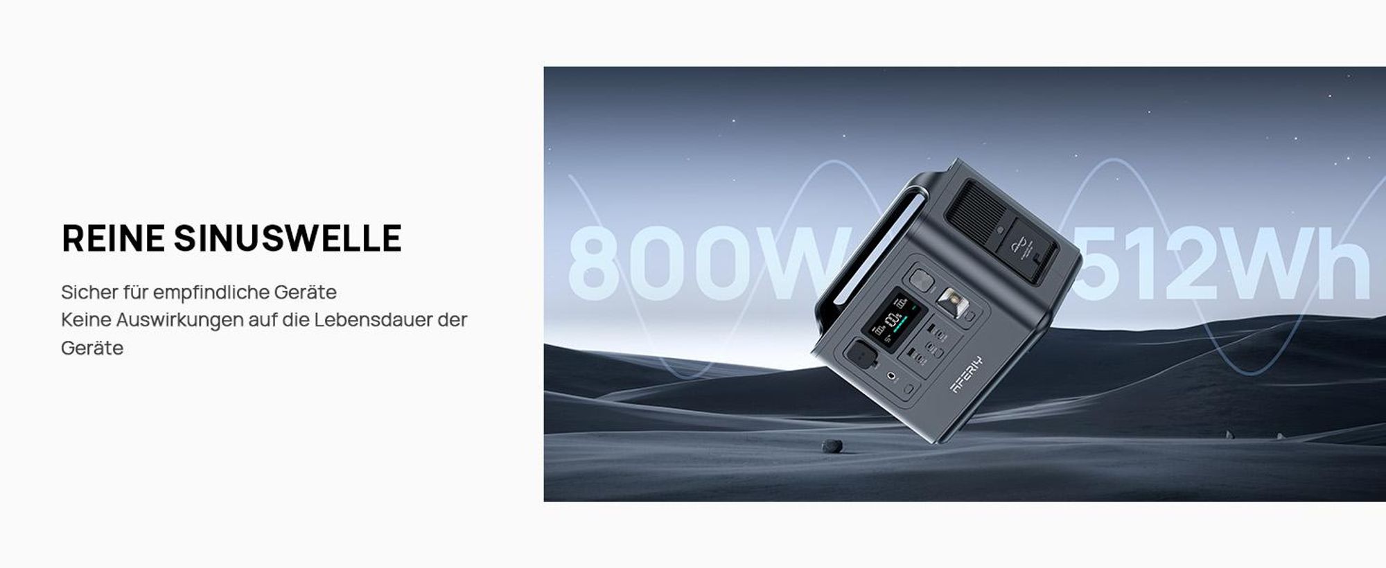 AFERIY Powerstation 800 W 512 Wh LiFePO4 Akku mit UPS und MPPT für Camping und Zuhause
