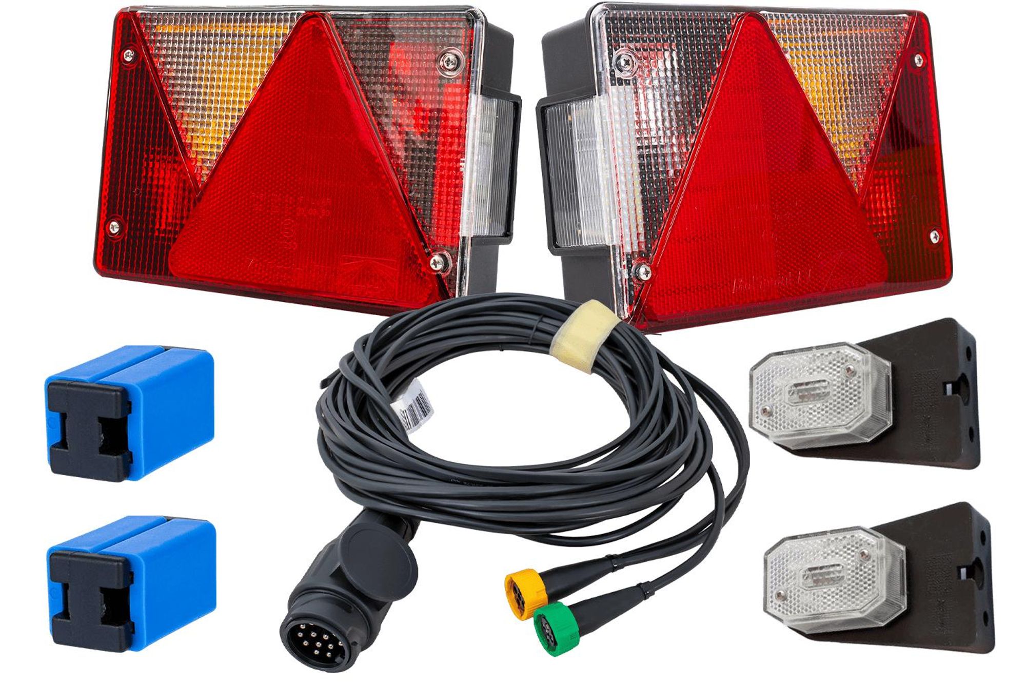 Lichtset: ASPÖCK MULTIPOINT IV Rückleuchten + ASPÖCK FLEXIPOINT I Seitenmarkierungsleuchten + MANTES 5,2m 13PIN Kabelbaum