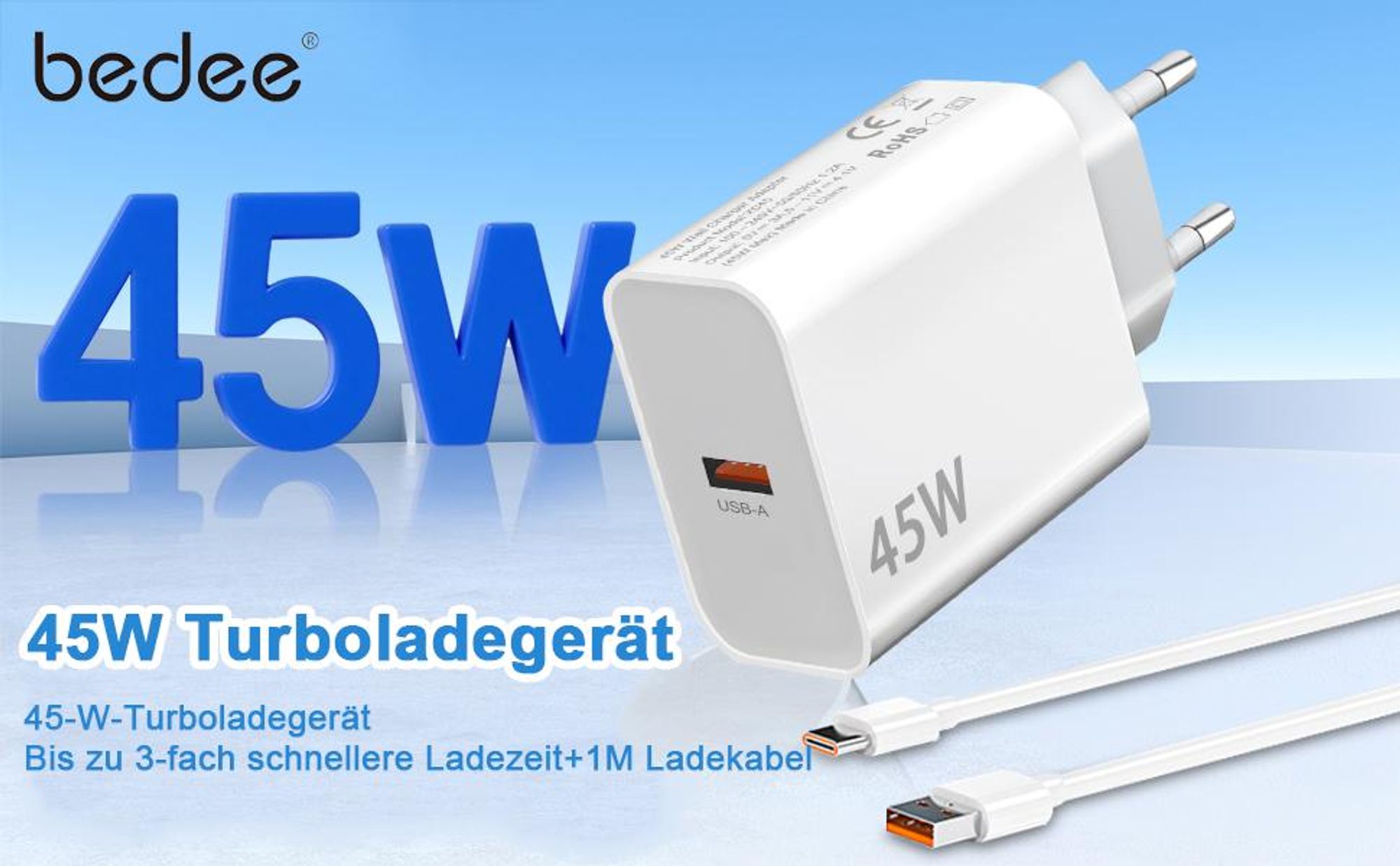 45W Ladegerät für Xiaomi Redmi Note 14 Pro 5G 6A Poco X7 M7 Pro M6 Mi Pad 7 6 5 Mi Redmi K80Pro, Super Turbo Charge Schnelllade mit USB C Kabel