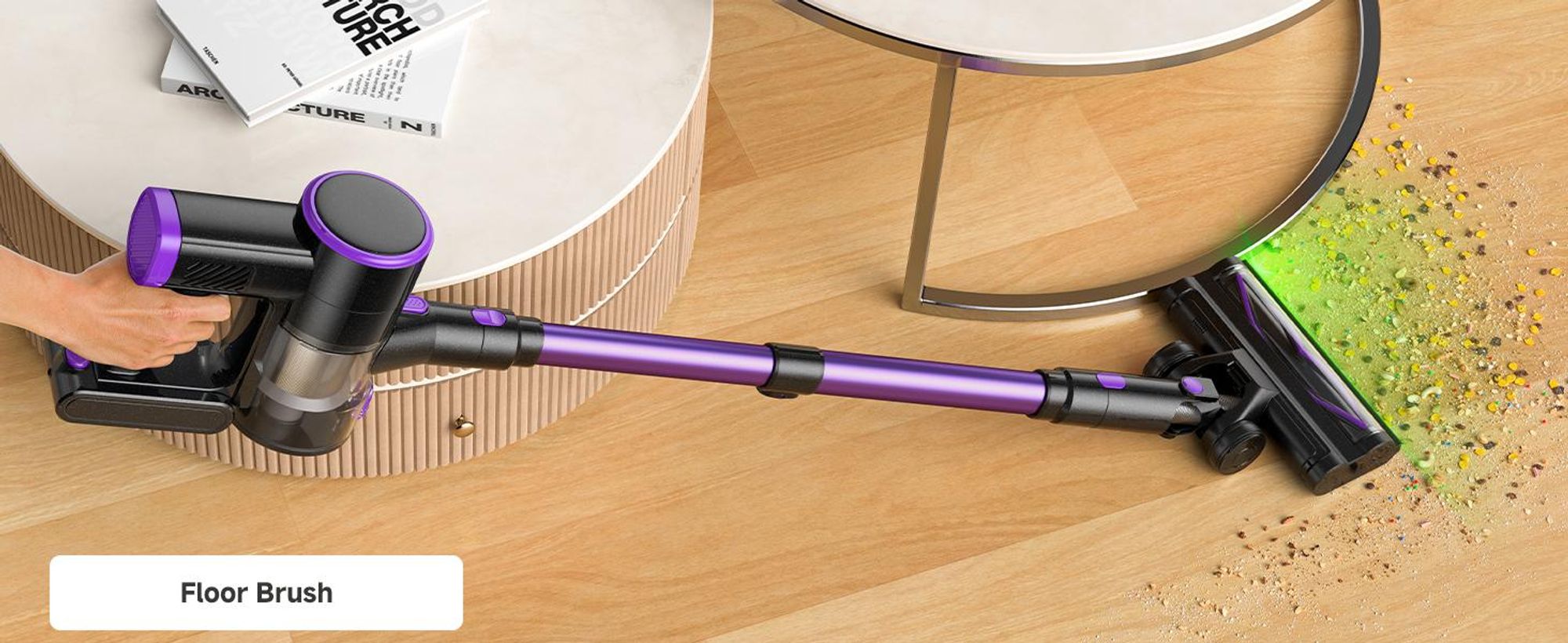 Lubluelu Akku-Staubsauger P4, 45000Pa Kabelloser Staubsauger mit Anti-Haar-Verwicklungsbürste & Grüner Beleuchtung, Für Tierhaare, Teppiche und Hartbö