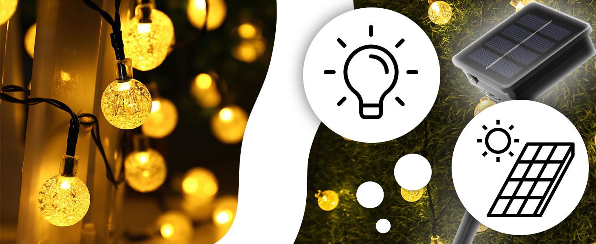 Solar Lichterkette Außen, 10 Meter, warmweiß, 3 Lichtmodi, 100 LEDs Kugeln, Ideal für Garten, Terrasse, Balkon - Retoo