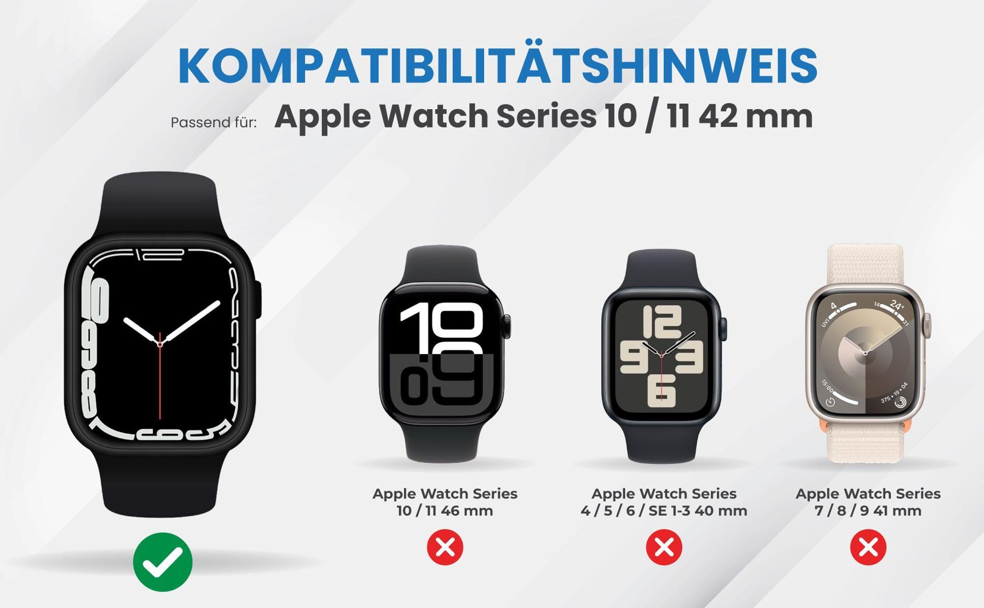 Kompatibilitätshinweise Hülle für Apple Watch Series 10 / 11 42 mm