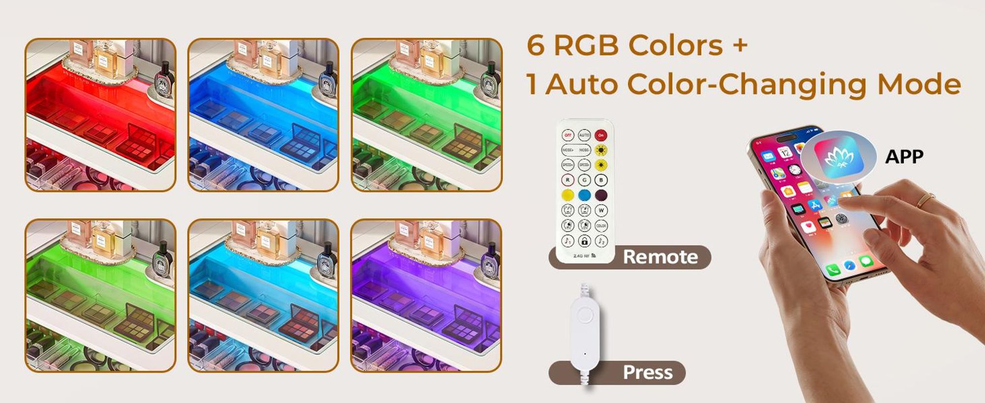 VANITII Kaptafel met LED RGB-verlichting 11 lades Wit 130 x 55 x 81 cm