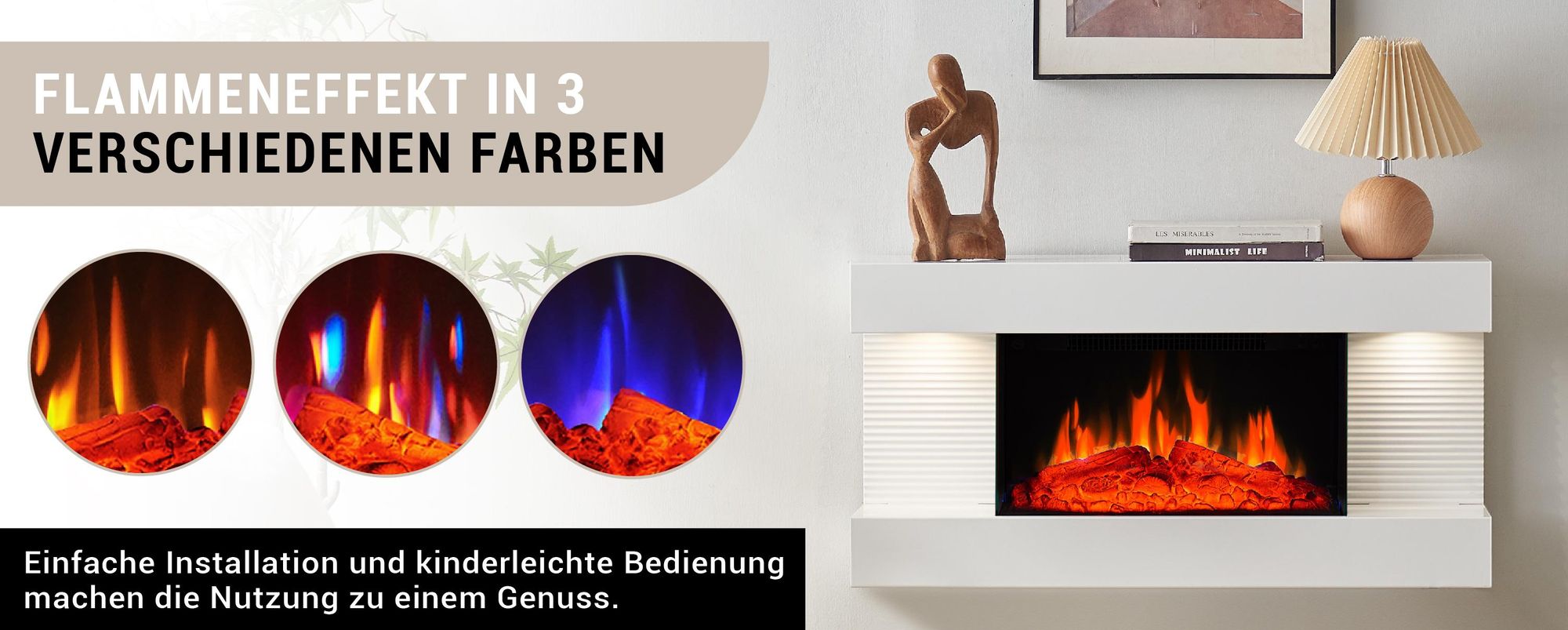 Elektrokamin BALDERIA Ida – Wandkamin - Weiss
