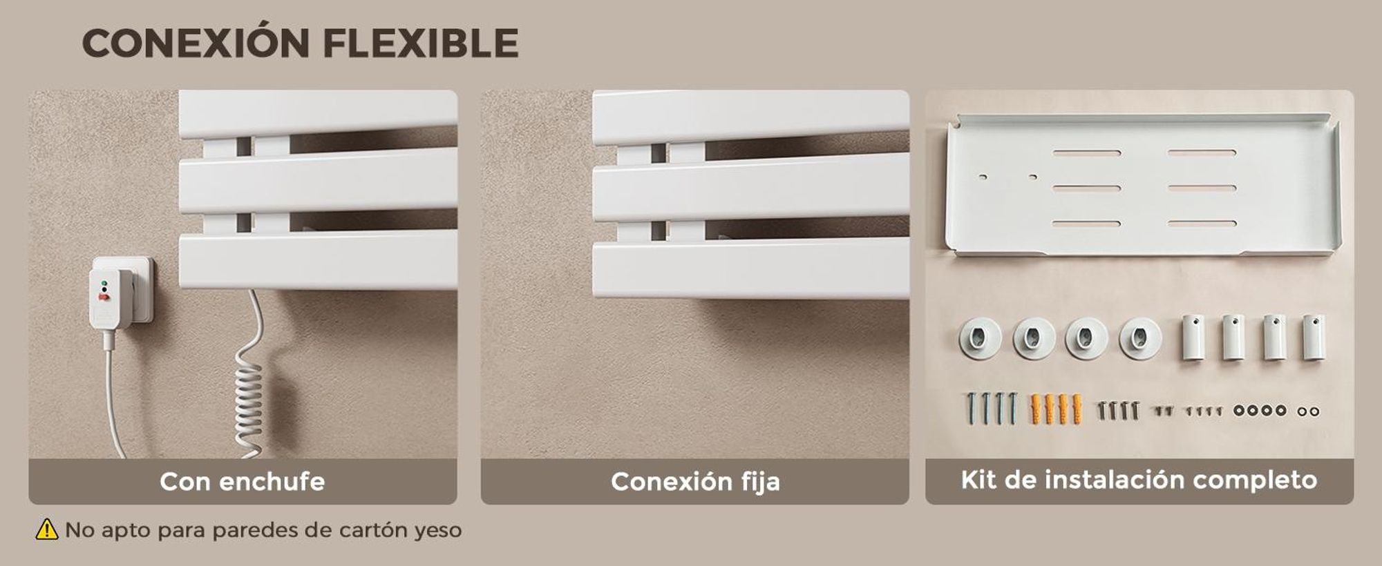 S'AFIELINA Toallero Eléctrico con Balda WiFi 1050×500 mm 335 W Blanco,Radiador Toallero con App, Calefacción de Fibra de Carbono, 6 Modos