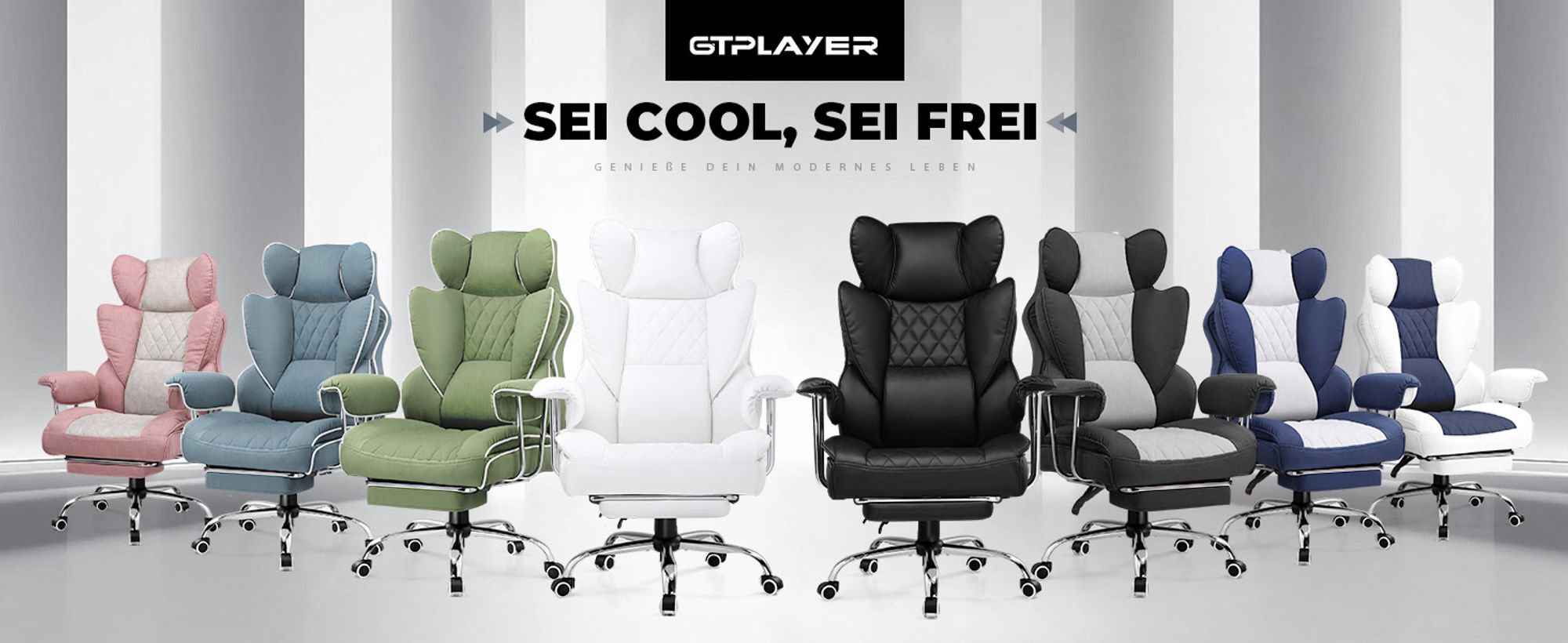 GTPLAYER Gaming Stuhl, Gamer Stuhl, Ergonomischer Bürostuhl mit Fußstütze verstellbare Lenden und Kopfkissen, Gaming Chair Gepolstert, Gaming Sessel