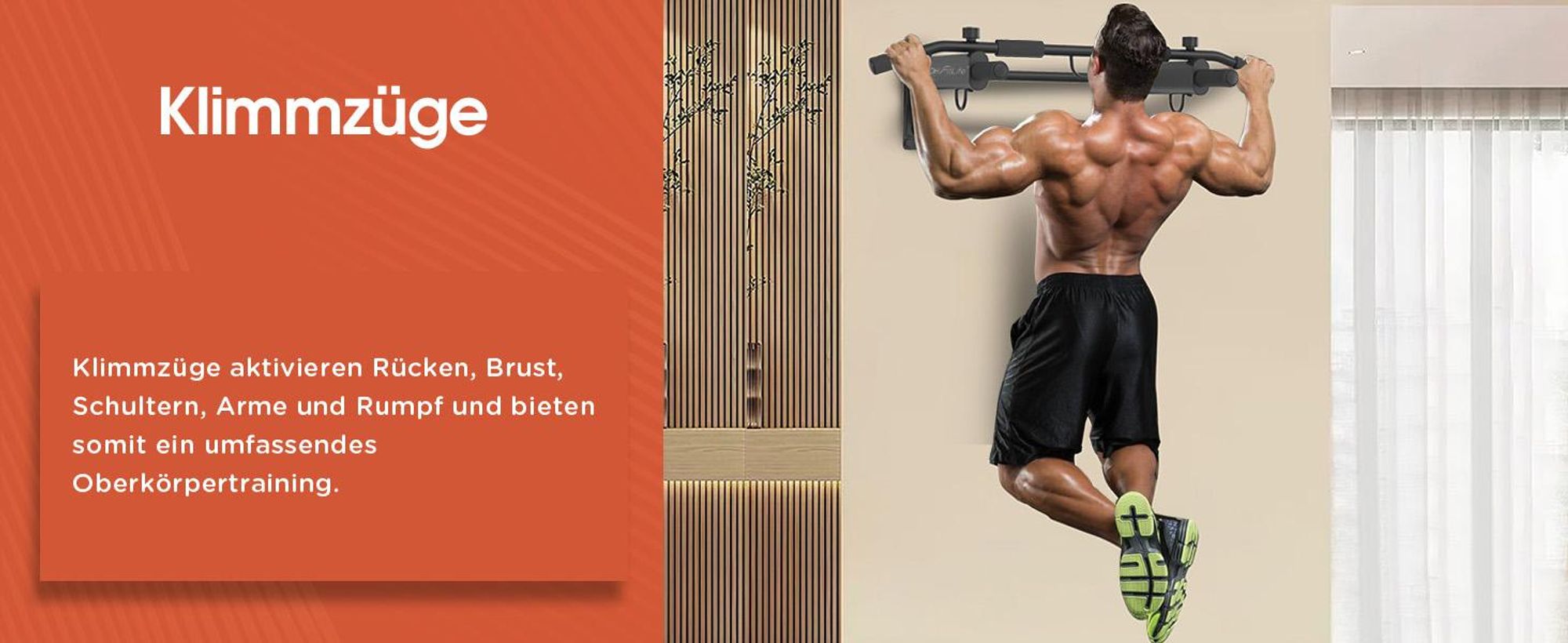 DH FitLife 4in1 Klimmzugstange zur Wandmontage, bis 200 kg für Zuhause | 6 rutschfeste Griffe | 3 Ösen für Boxsack & Schlingentrainer, Stabil & Sicher