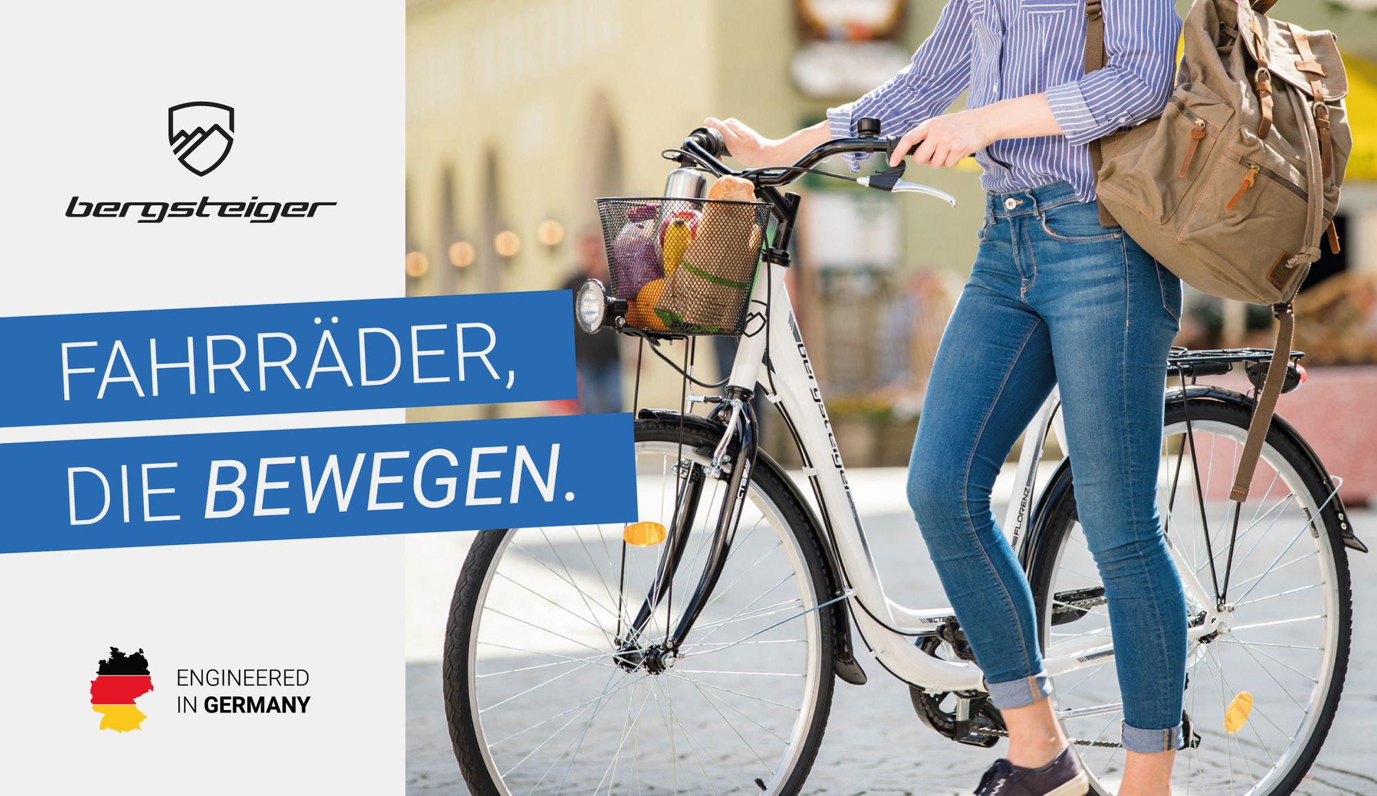 Bergsteiger Florenz Damenfahrrad 28 Zoll, 7-GG-Shimano, mit Korb, Licht, Rücklicht mit Standlichtfunktion, Rahmenhöhe 51 cm, im Retro-Design, Farbe Weiß