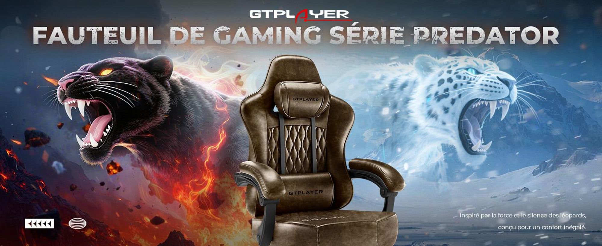 Fauteuil gaming GTPLAYER, fauteuil de bureau, fauteuil PC ergonomique, fauteuil pivotant réglable en hauteur, accoudoirs avec mécanisme synchrone, coussin lombaire, appui-tête