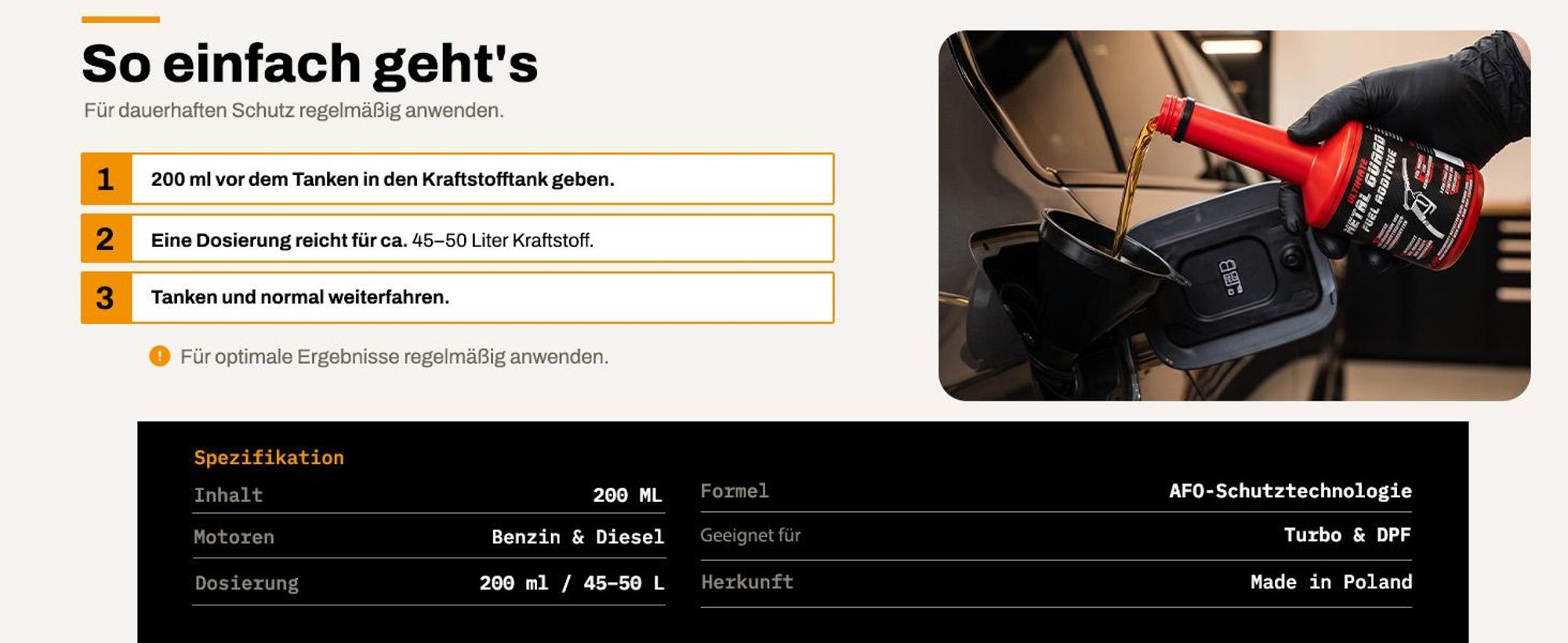 Metal Guard Fuel Additive 200 ml Kraftstoffzusatz Diesel Benzin DPF FAP Reinigung Schmierung Einspritzdüsen ULSD Korrosionsschutz