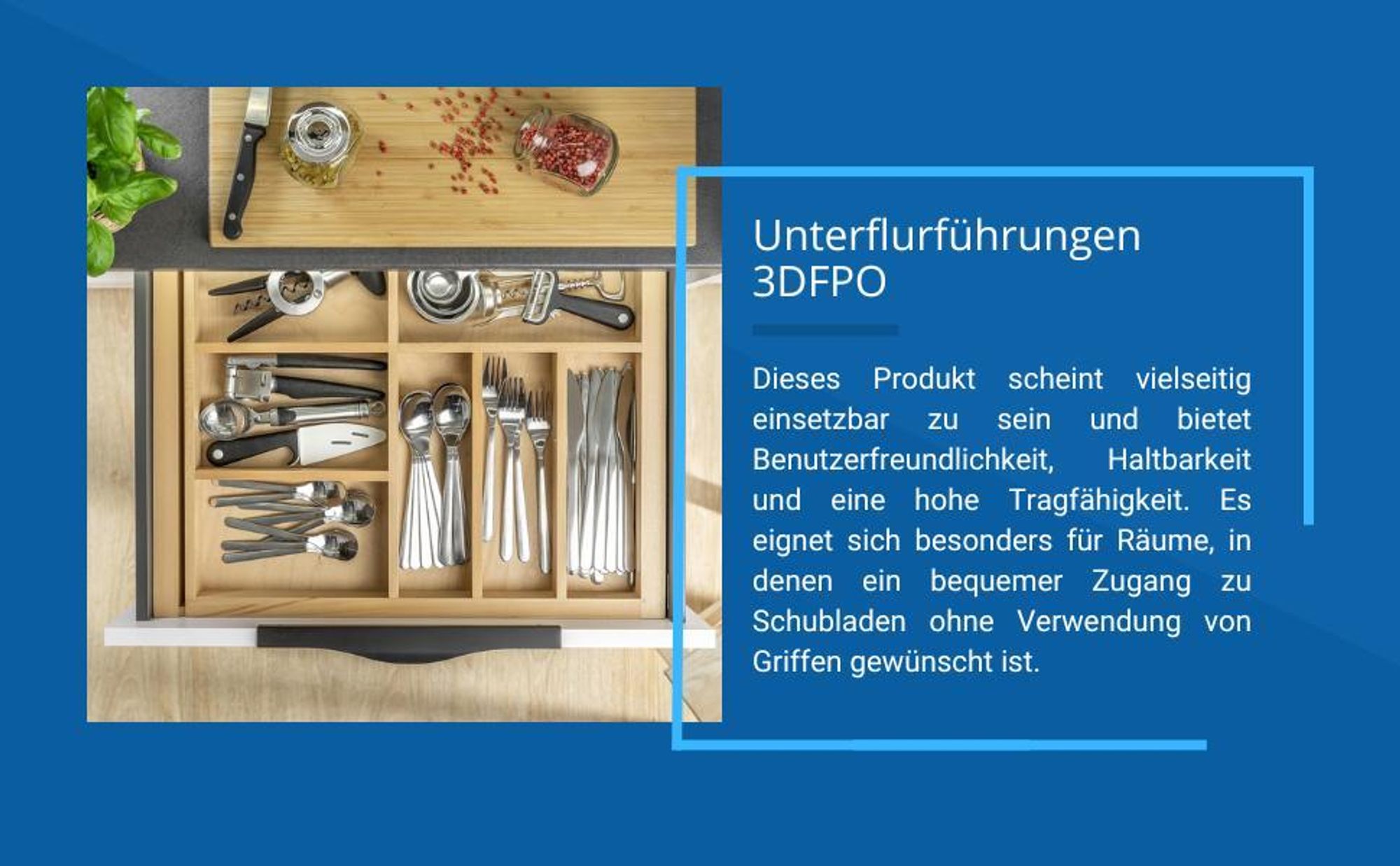 GTV - Unterflurführungen 3DFPO | Führung für die untere Montage | Regulierung 3D | Vollauszug | Schubladenauszüge mit Öffnungssynchronisierung | Belastung bis zu 35 kg | L=250 mm