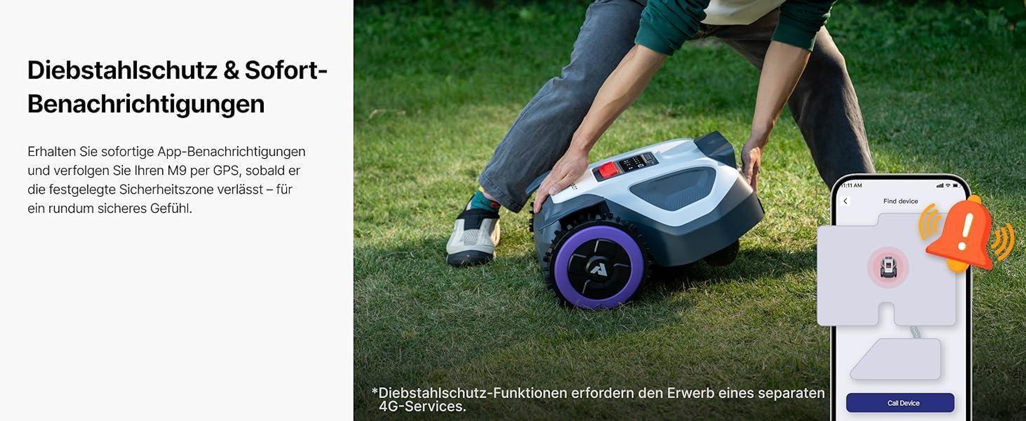 ANTHBOT M9 Mähroboter ohne Draht inkl. Premium-Garage, RTK-Navigation, KI-Kamera, bis 900 m², 45% Steigung, 3 Monate NRTK-Service gratis