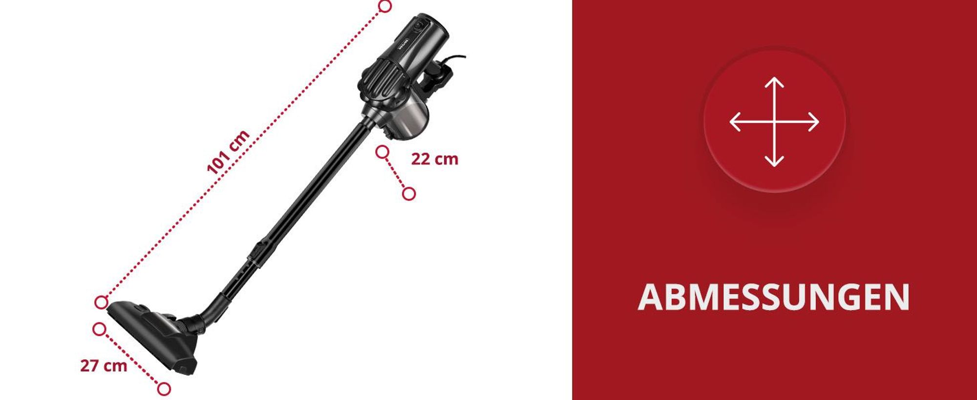 Vertikaler, leistungsstarker Staubsauger mit Kabel MPM MOD-74