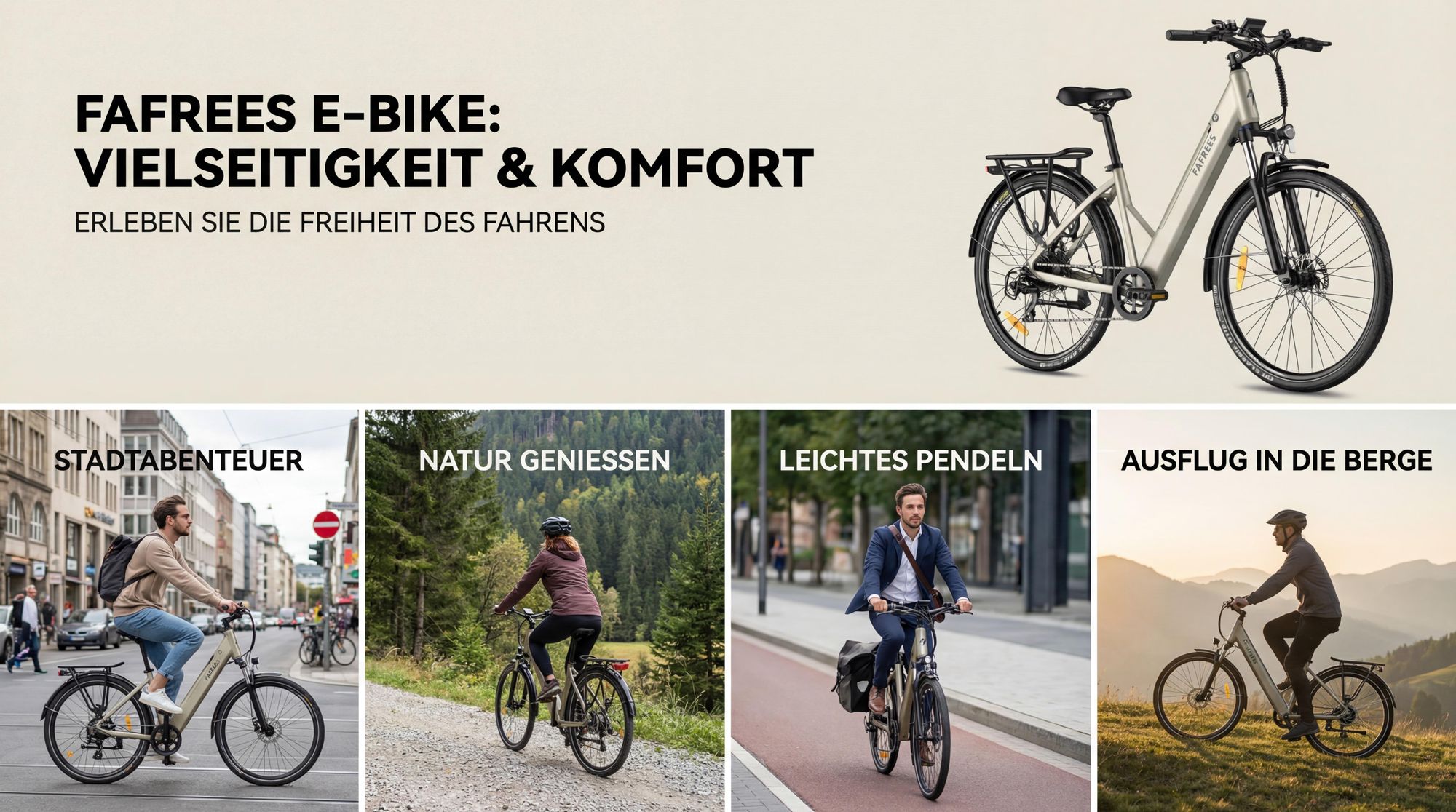 City E-Bike Rostfreie Aluminiumlegierung 36 V 15 Ah 540 Wh bis zu 90 - 110 km Elektrofahrrad 27,5 Zoll Wasserdicht IP54 mit 7 Gang, Gold