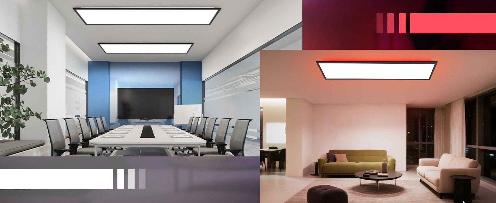ZMH LED panel 120x30 stmívatelný - dlouhé ploché stropní světlo RGB Stropní panel se změnou barvy s dálkovým ovládáním 36W Stropní svítidlo černé Velké obdélníkové kancelářské svítidlo Stropní svítidlo pro herny Kancelář Obývací pokoj