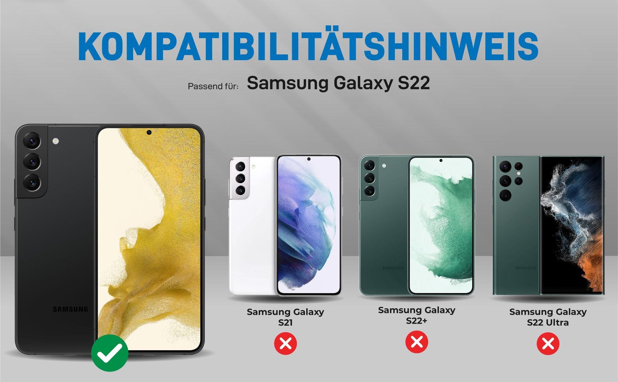 Kompatibilitätshinweise Hülle für Samsung Galaxy S22