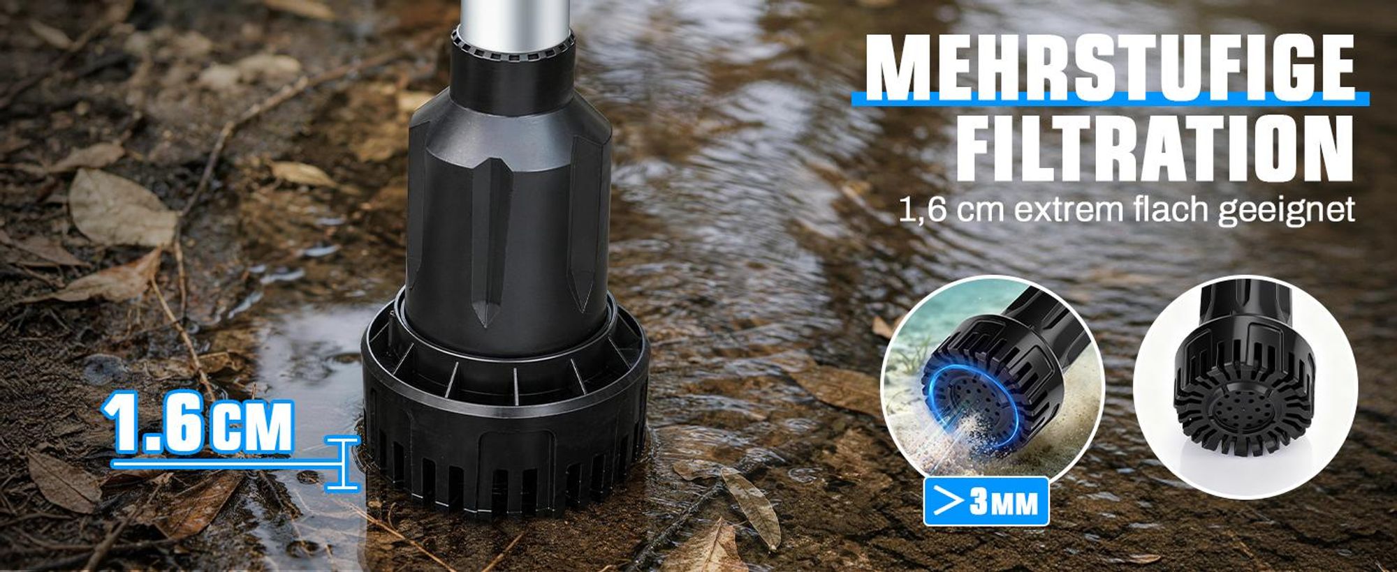 3600 L/h Akku Regenfasspumpe mit 2×4,0Ah 10m Förderhöhe Kabellose Stab-Transferpumpe Gartensprühdüse Wasserpumpe für Pool/Garten/Teich/Wohnmobil/Boot