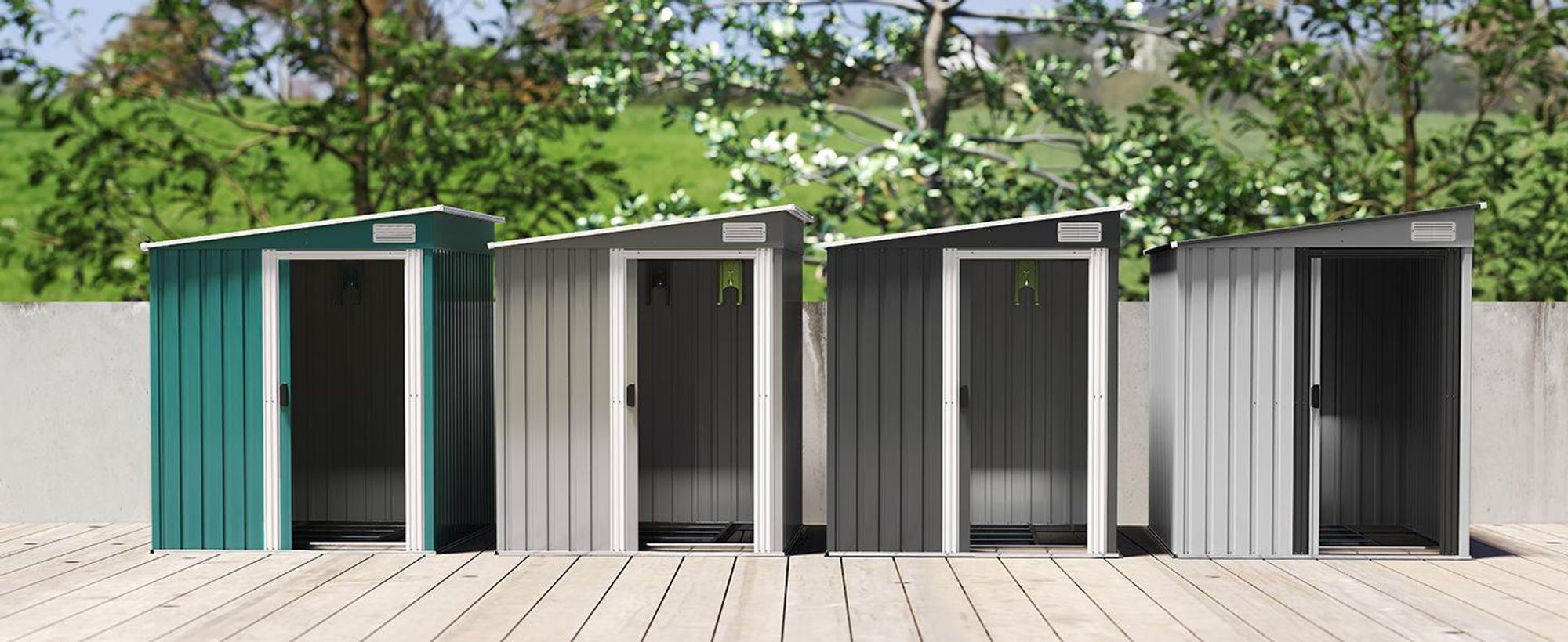 Outsunny Metall Gerätehaus 2,81m² 154x206,5x181 cm Geräteschuppen mit Pultdach